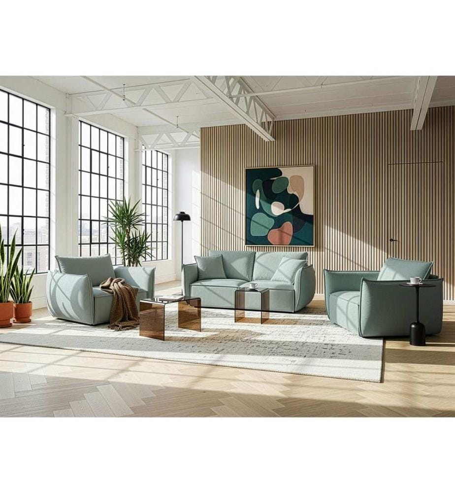 Sofa Set 5-Sitzer KUNES Stoff Hellgrün