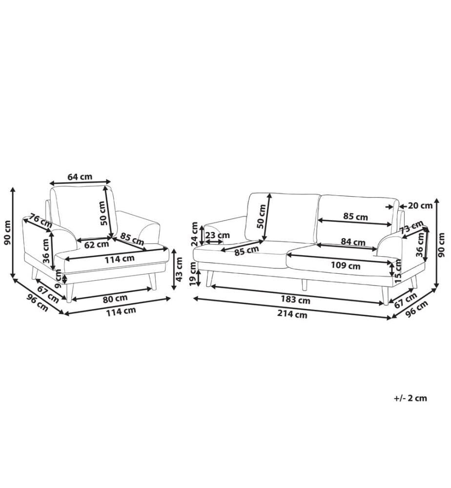 Sofa Set 4-Sitzer KILDAL Stoff Schwarz