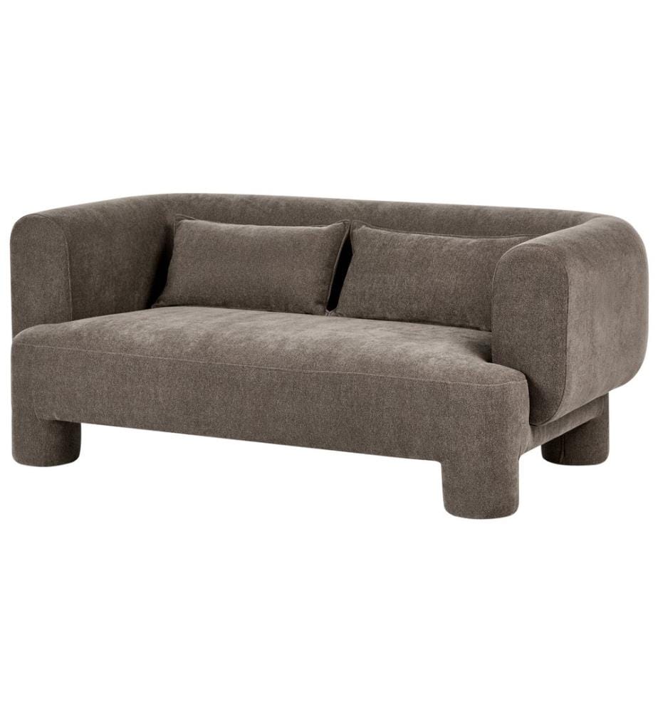 Set da salotto 6 posti HOGBO Tessuto Marrone con ottomana