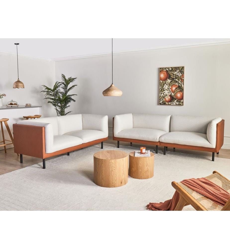 Sofa Set 5-Sitzer VORGOD Stoff Cremeweiss