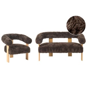 Ensemble de salon ILBRO Fourrure synthétique Marron foncé/ marron clair