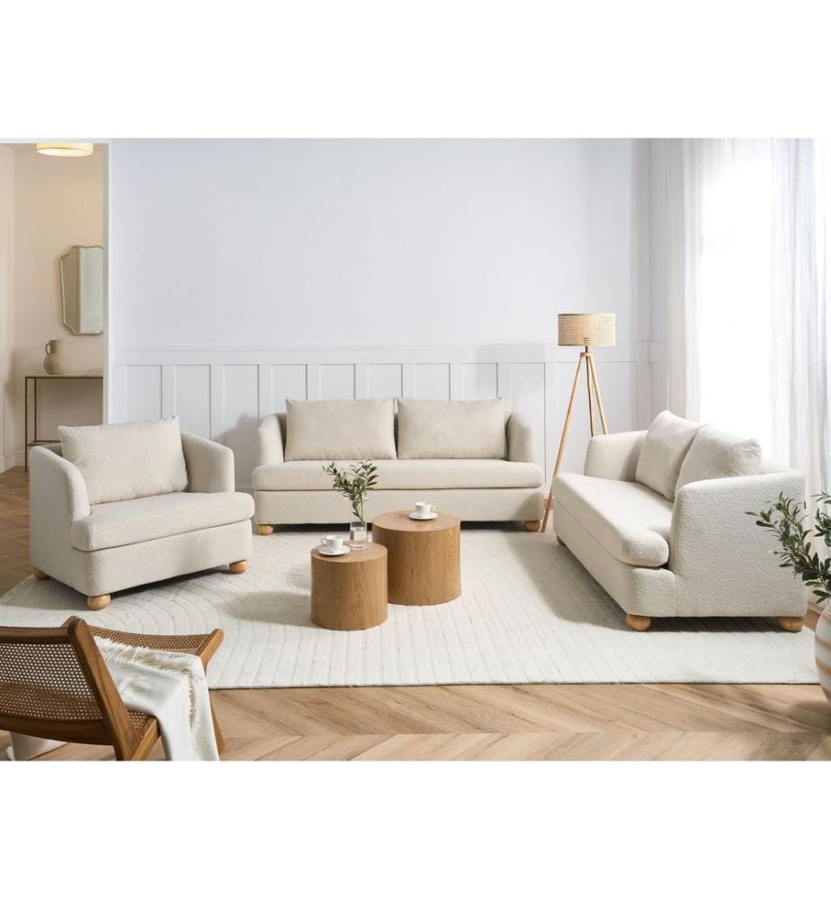 Sofa Set 6-Sitzer RATTVIK Bouclé Cremeweiss