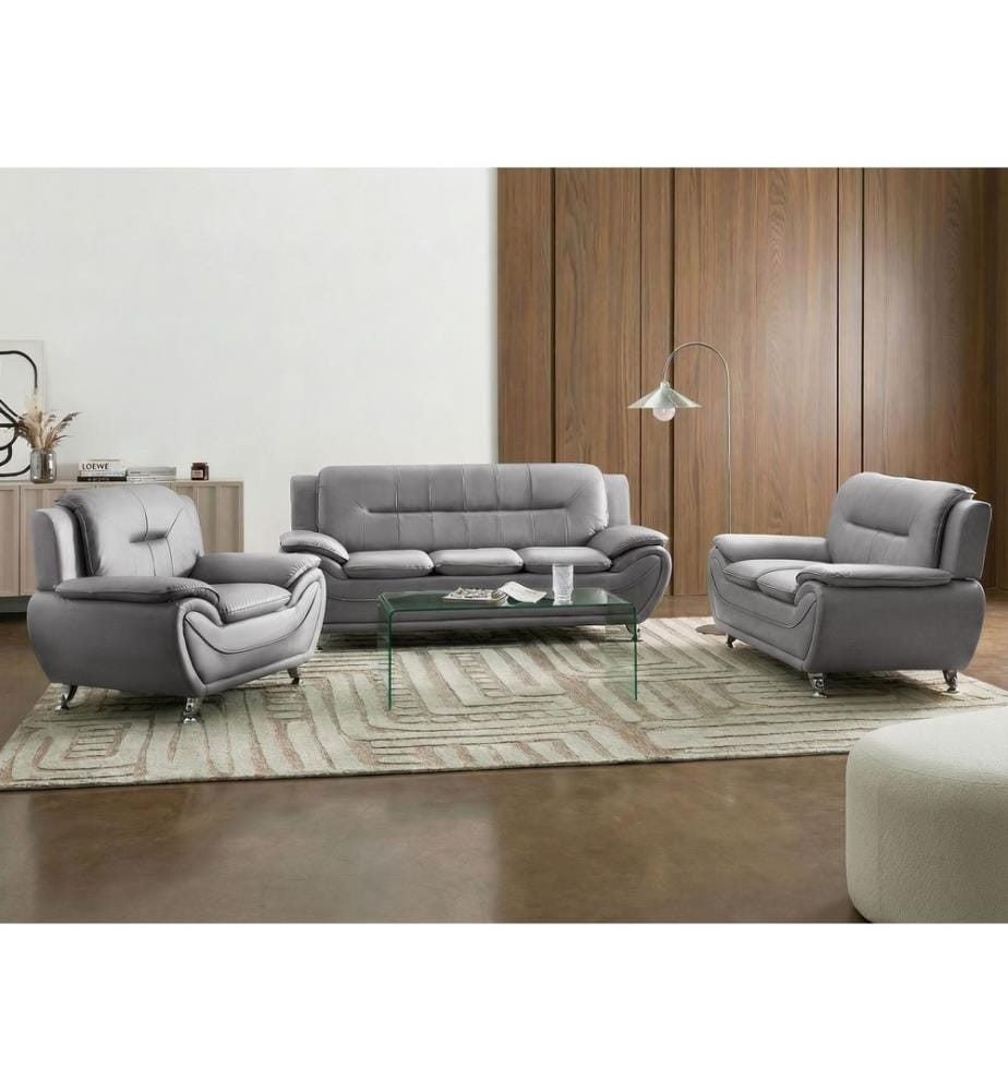 Sofa Set 6-Sitzer LEIRA Kunstleder Grau