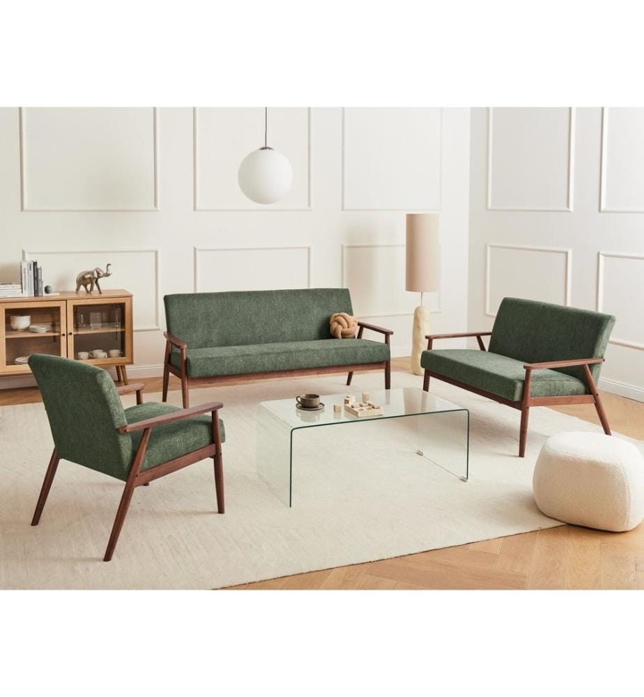 Sofa Set 6-Sitzer ESRUM Stoff Dunkelbraun / Grün