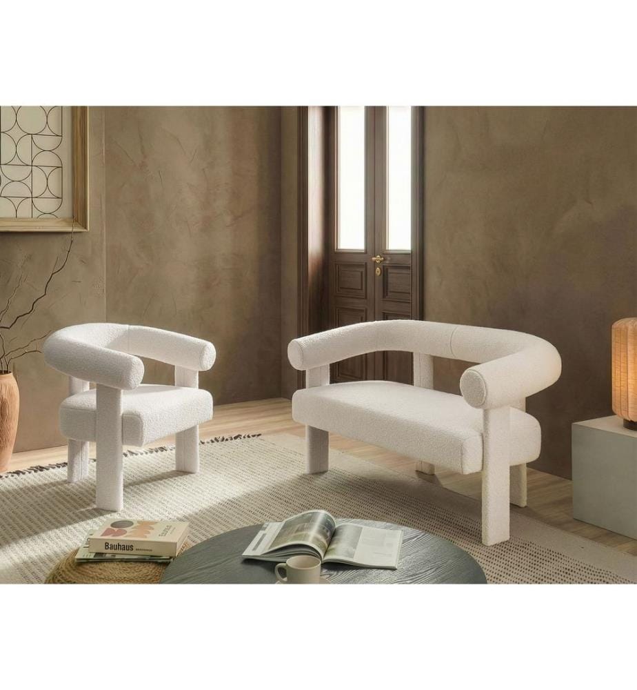 Sofa Set ILBRO Bouclé Cremeweiss