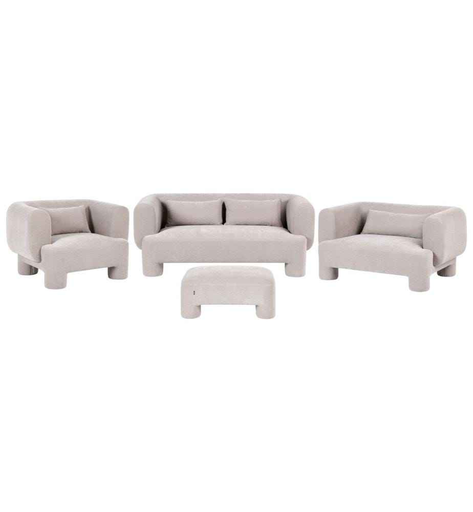 Sofa Set 6-Sitzer HOGBO Stoff Beige mit Ottomane