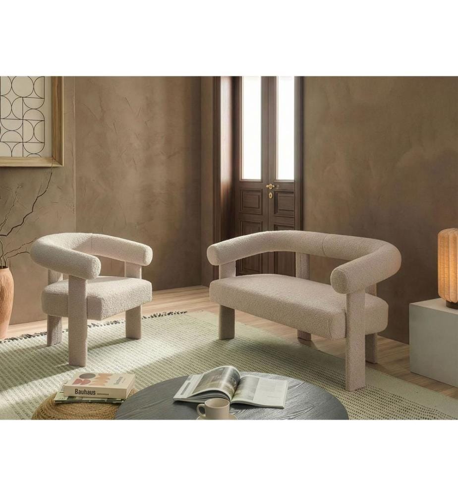 Sofa Set ILBRO Bouclé Hellbeige