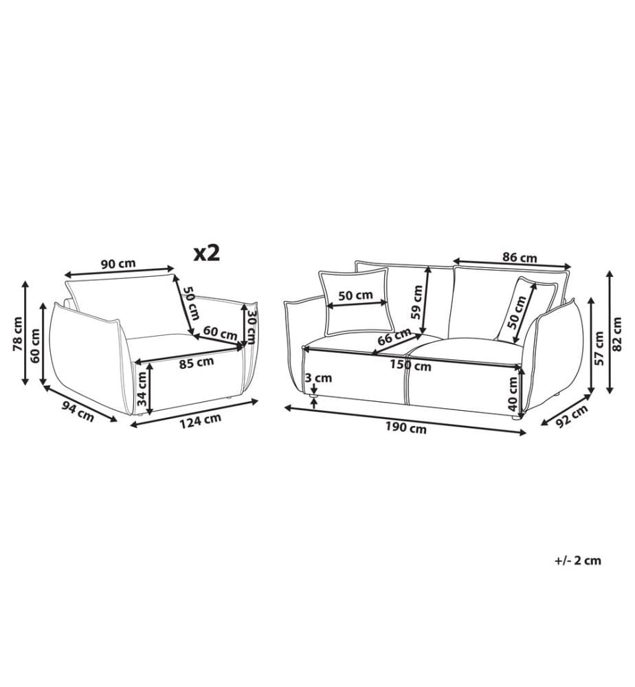 Sofa Set 5-Sitzer KUNES Stoff Taupe