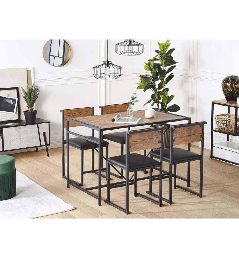 Esszimmer Set BURTON Braun / Schwarz 4-Sitzer