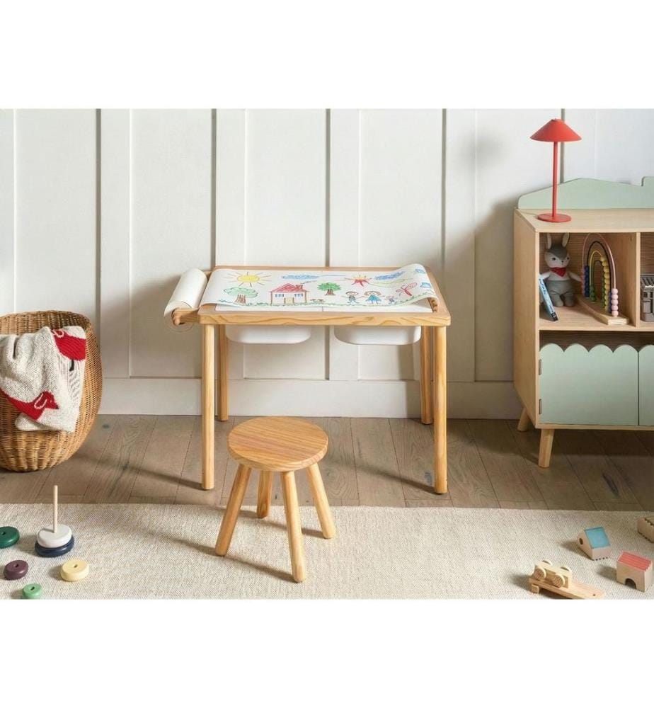 Kindertisch und Stuhlset KEMPSEY Hellbraun Montessori mit Stauraum