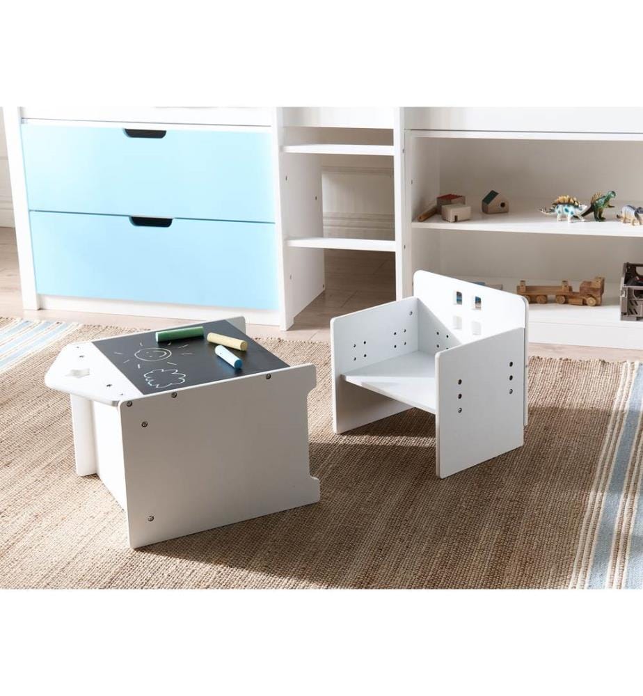 Kindertisch und Stuhlset ELANORA Weiss Montessori
