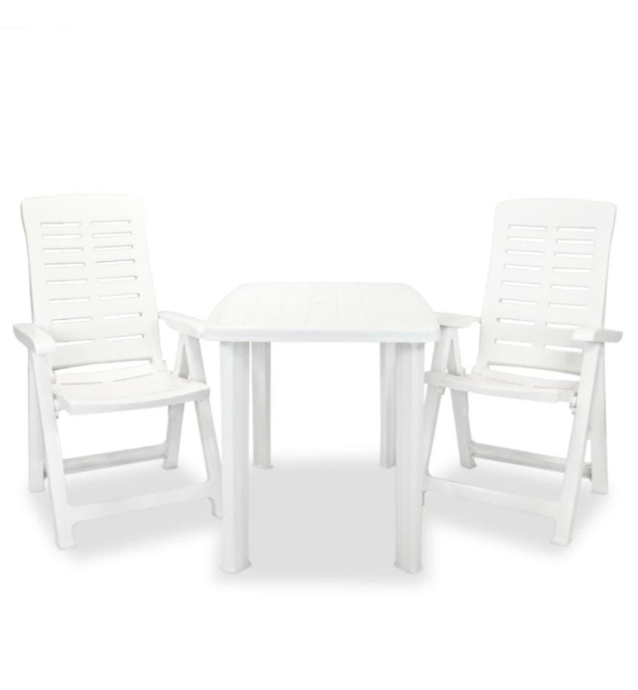 3-tlg. Bistro-Set Kunststoff Weiss