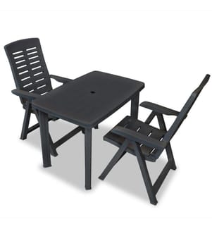 3-tlg. Bistro-Set Kunststoff Anthrazit