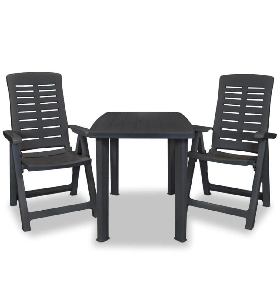 3-tlg. Bistro-Set Kunststoff Anthrazit