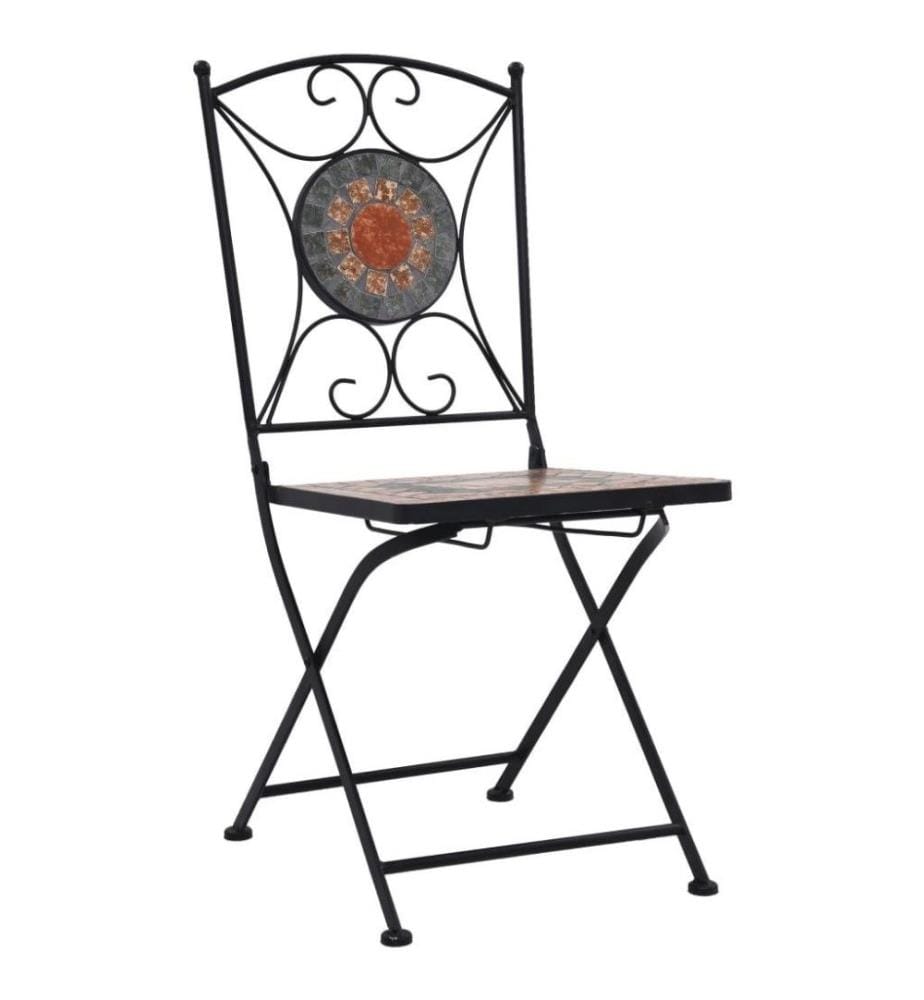 3-tlg. Bistro-Set Mosaik Keramik Orange / Grau