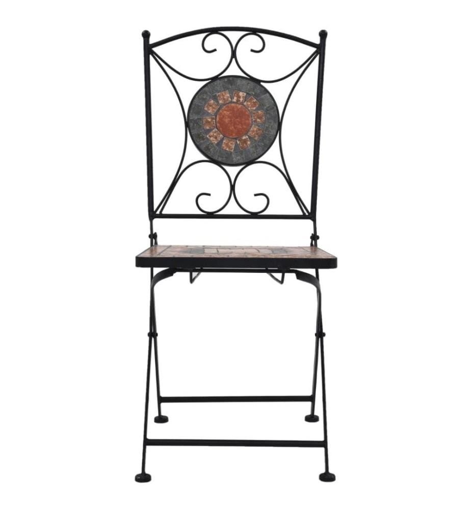 3-tlg. Bistro-Set Mosaik Keramik Orange / Grau