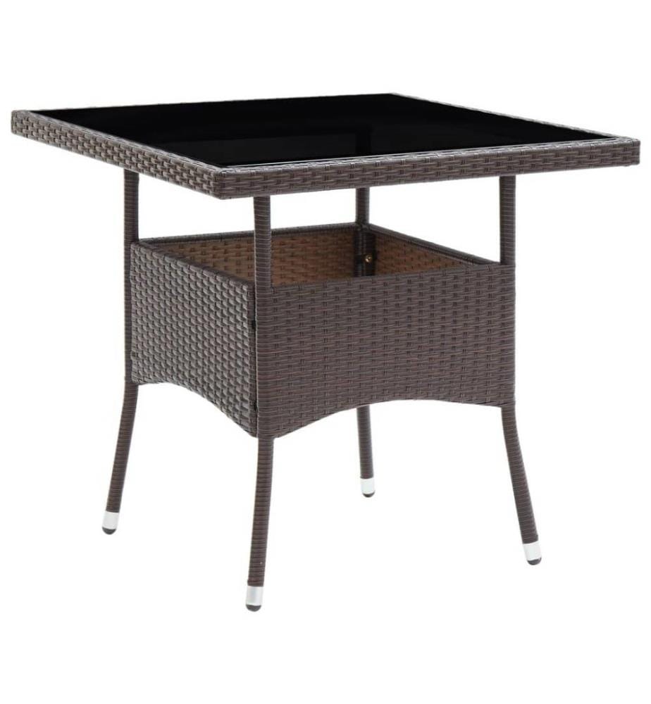 5-tlg. Garten-Essgruppe Braun Poly Rattan und Glas