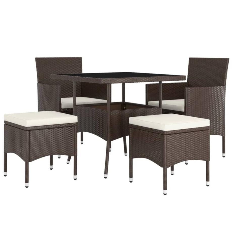 5-tlg. Garten-Essgruppe Poly Rattan Braun