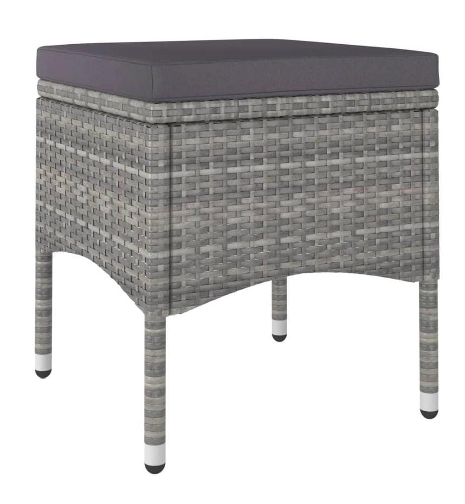 5-tlg. Garten-Essgruppe Poly Rattan und Hartglas Grau