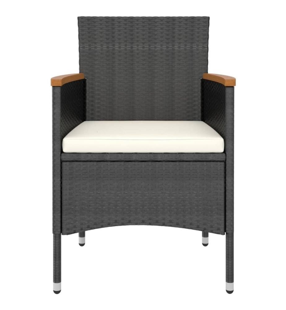 5-tlg. Garten-Essgruppe Poly Rattan und Hartglas Schwarz