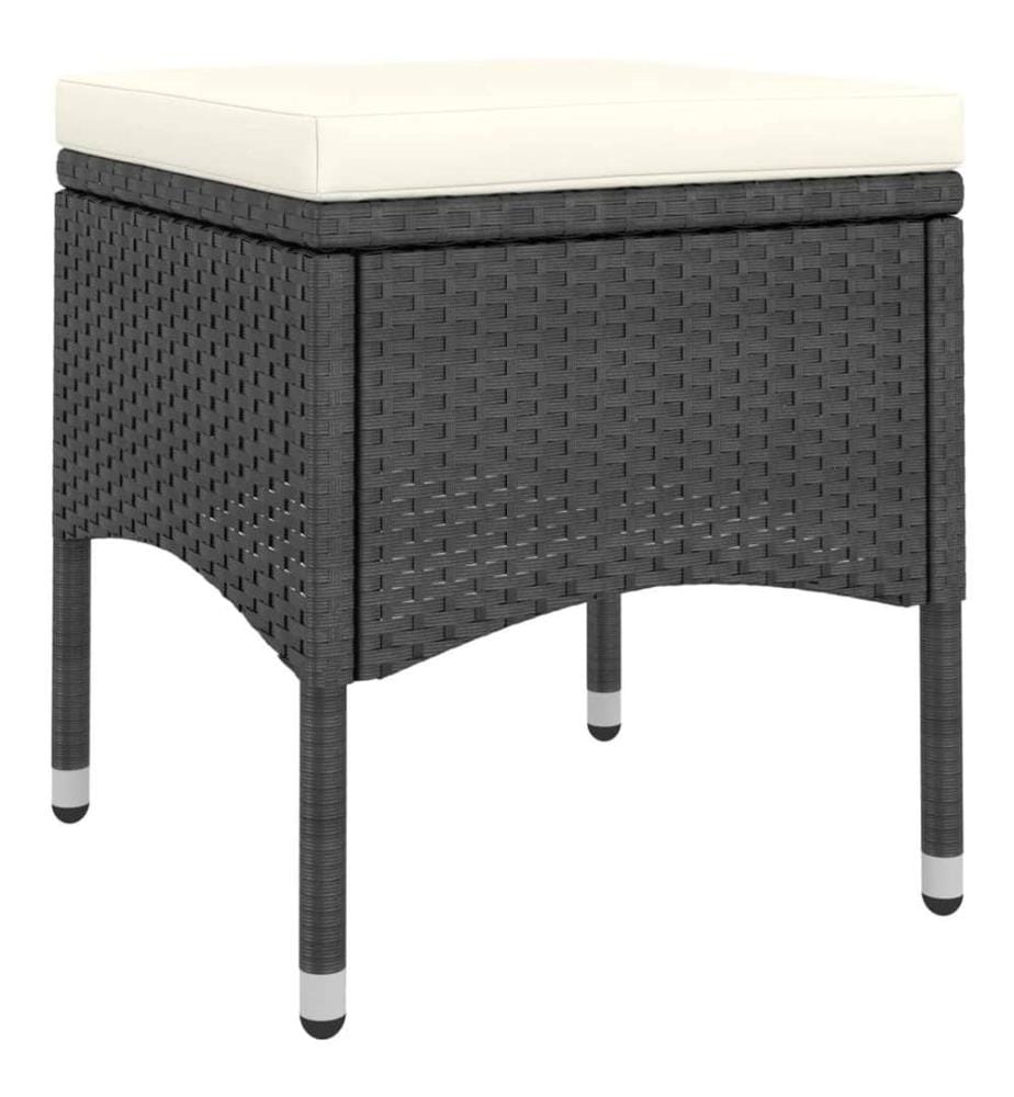 5-tlg. Garten-Essgruppe Poly Rattan und Hartglas Schwarz
