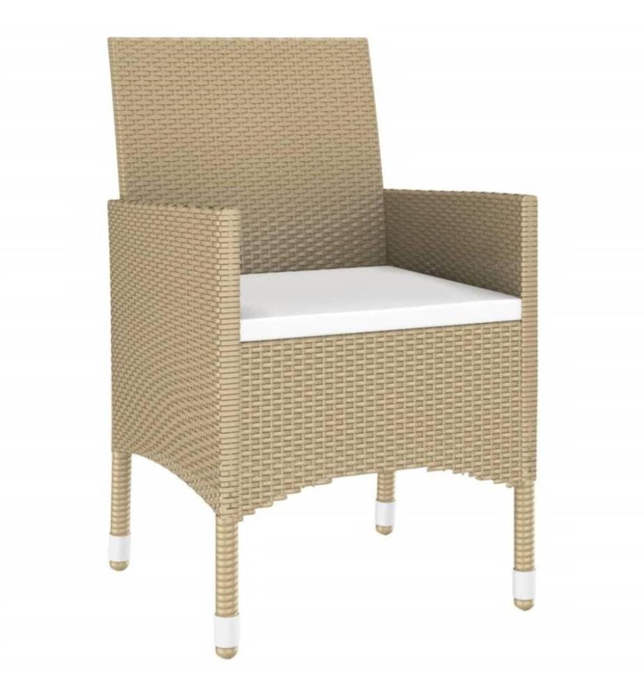 5-tlg. Garten-Essgruppe Poly Rattan und Hartglas Beige