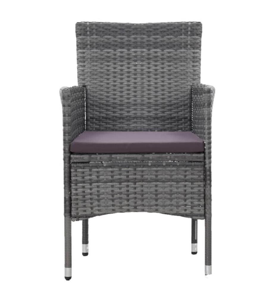 5-tlg. Garten-Essgruppe Poly Rattan Grau