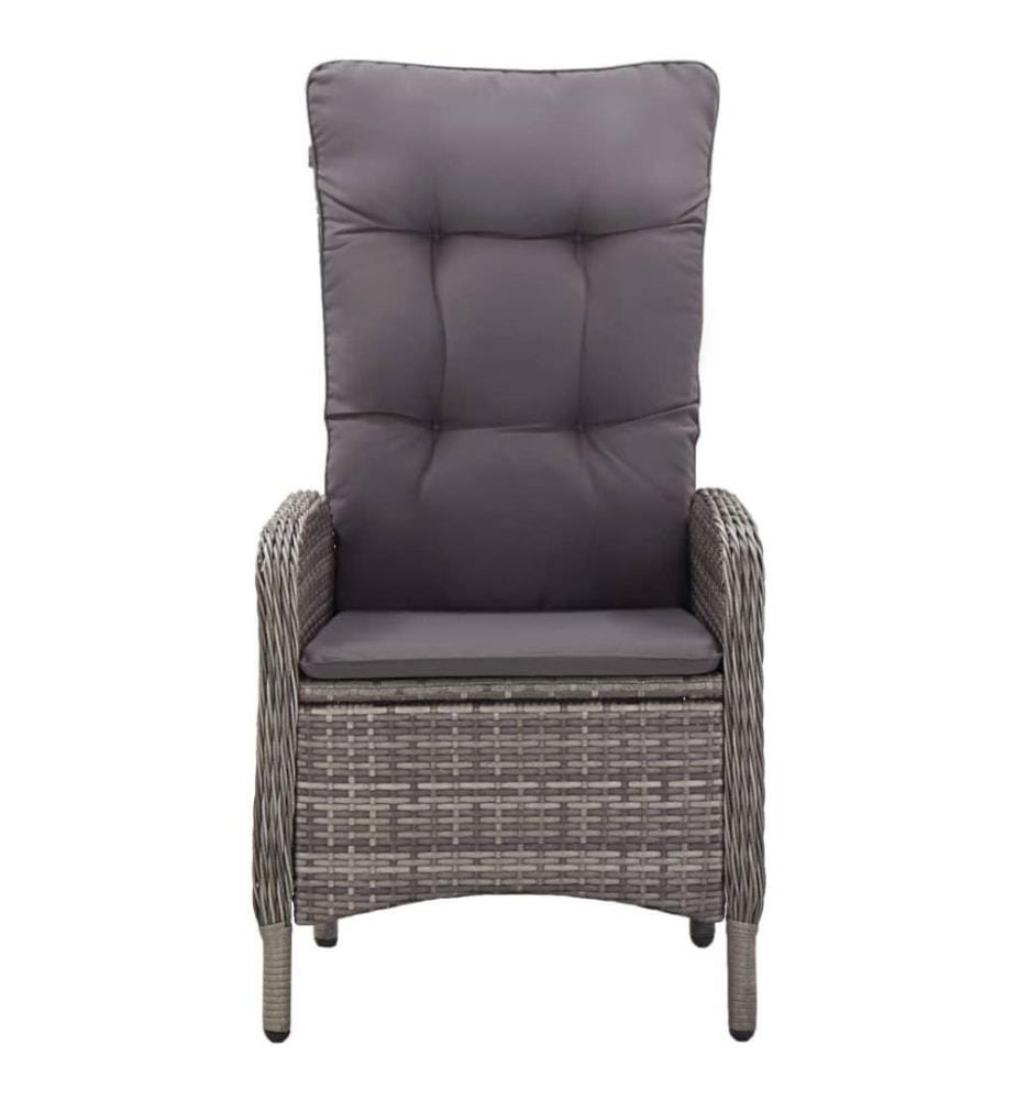 3-tlg. Garten-Bistro-Set Poly Rattan Grau