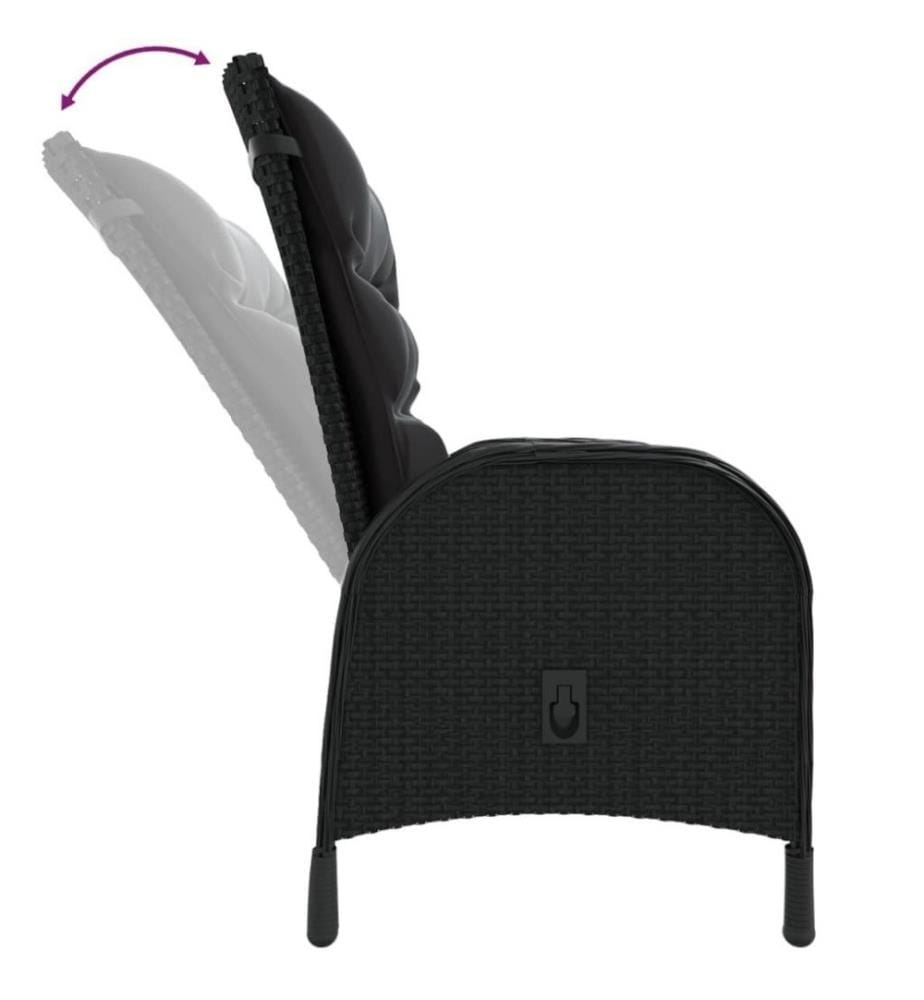 3-tlg. Garten-Bistro-Set Poly Rattan Schwarz