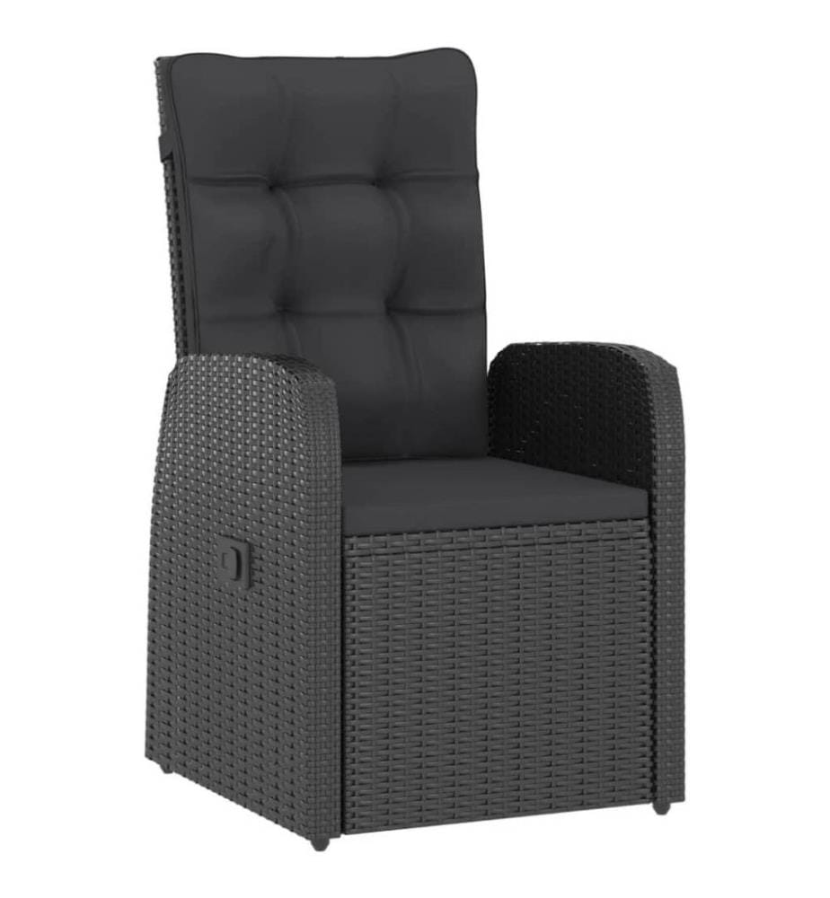 9-tlg. Garten-Essgruppe mit Auflagen Poly Rattan Schwarz