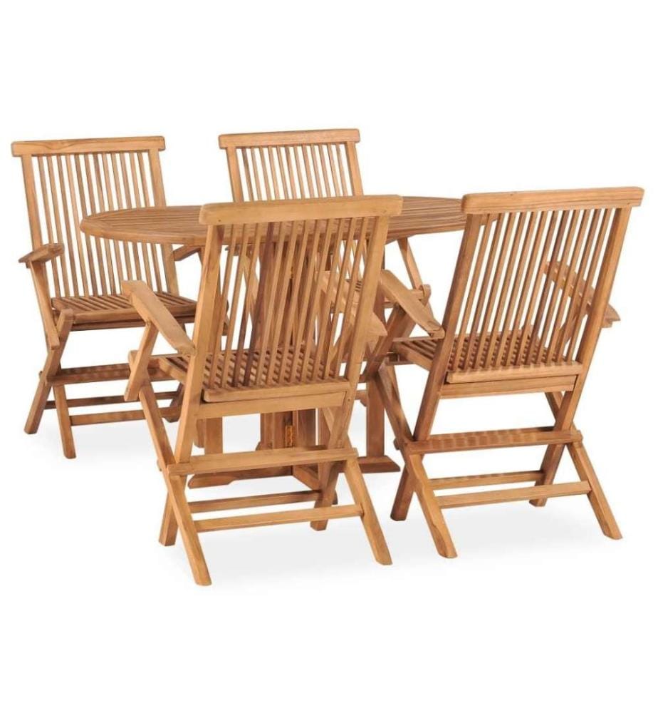 5-tlg. Garten-Essgruppe Klappbar Massivholz Teak