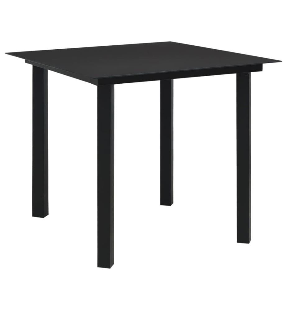 Mobilier à dîner d'extérieur 3 pcs Noir Verre et acier