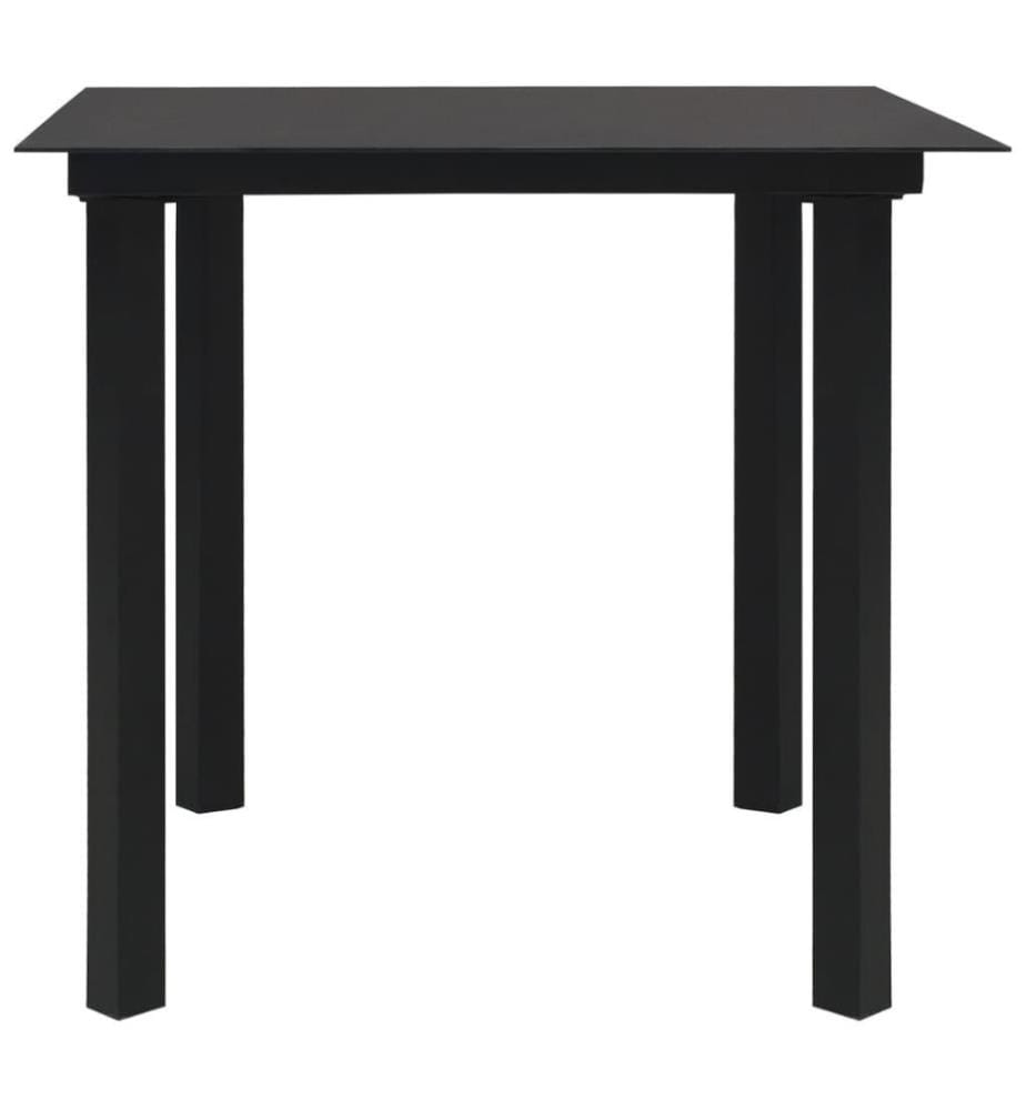 Mobilier à dîner d'extérieur 3 pcs Noir Verre et acier