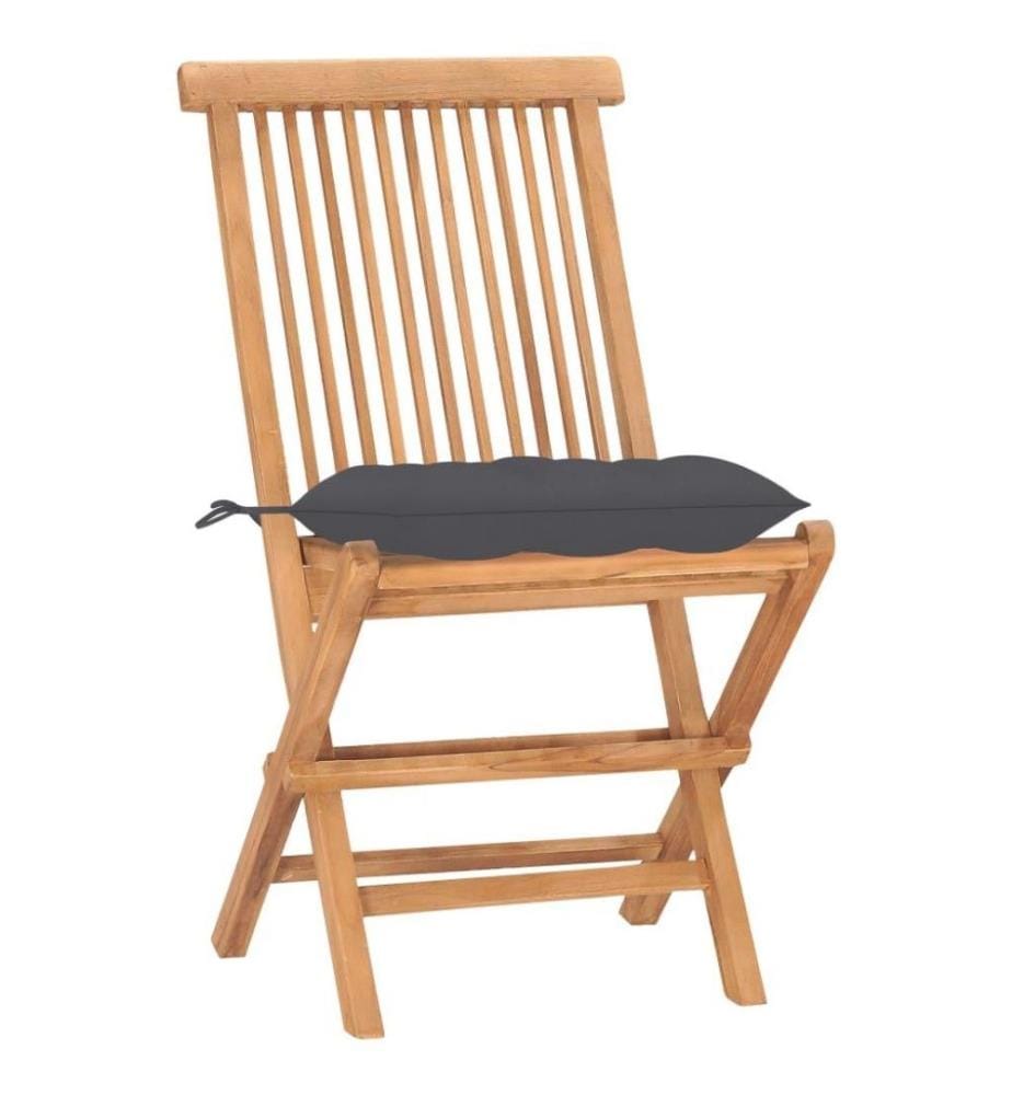 3-tlg. Garten-Essgruppe mit Kissen Klappbar Massivholz Teak