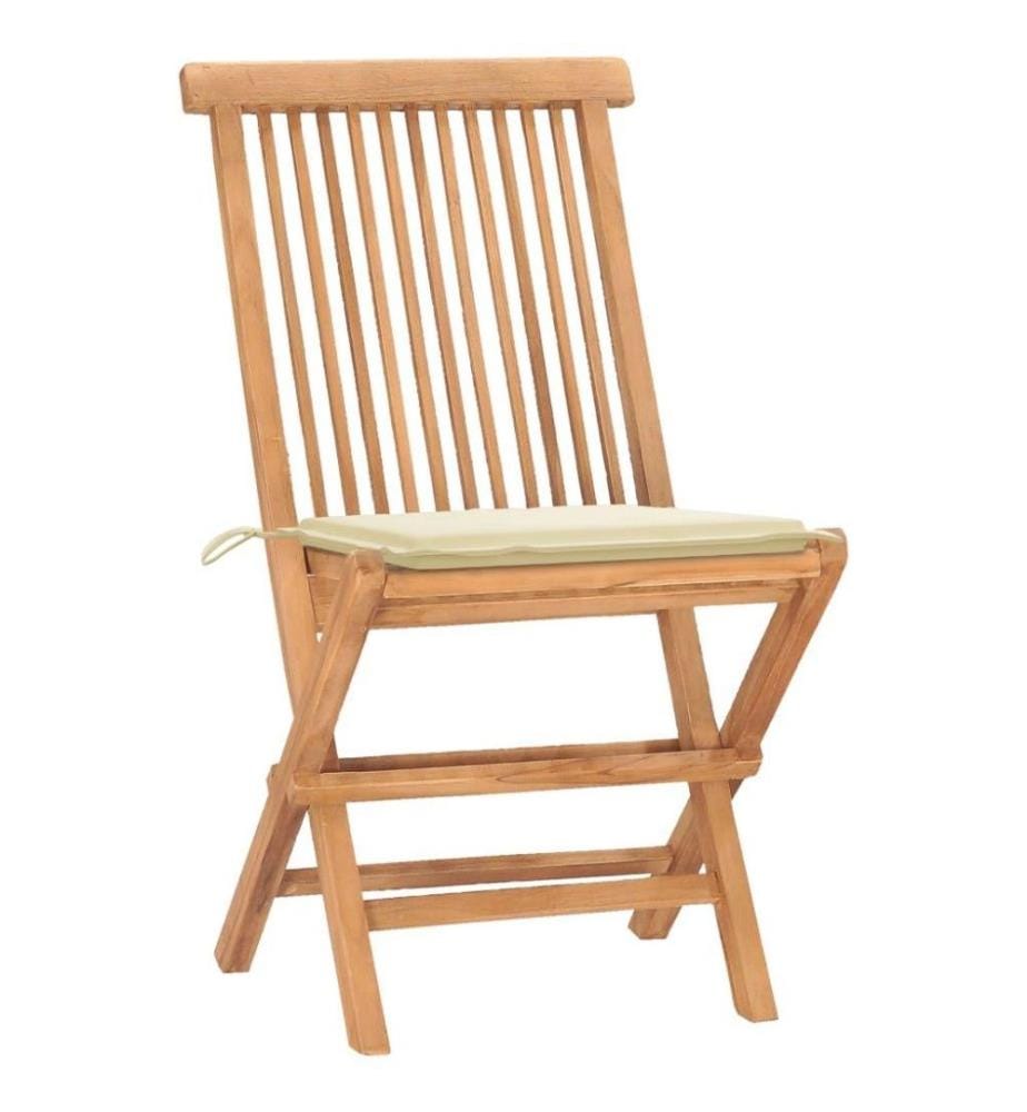 3-tlg. Garten-Essgruppe mit Kissen Klappbar Massivholz Teak