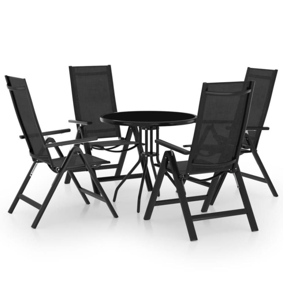 5-tlg. Bistro-Set Schwarz und Anthrazit