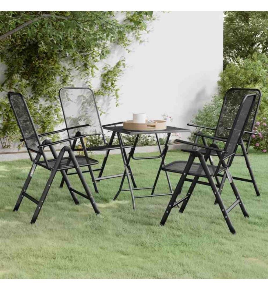 5-tlg. Garten-Essgruppe Streckgitter Anthrazit