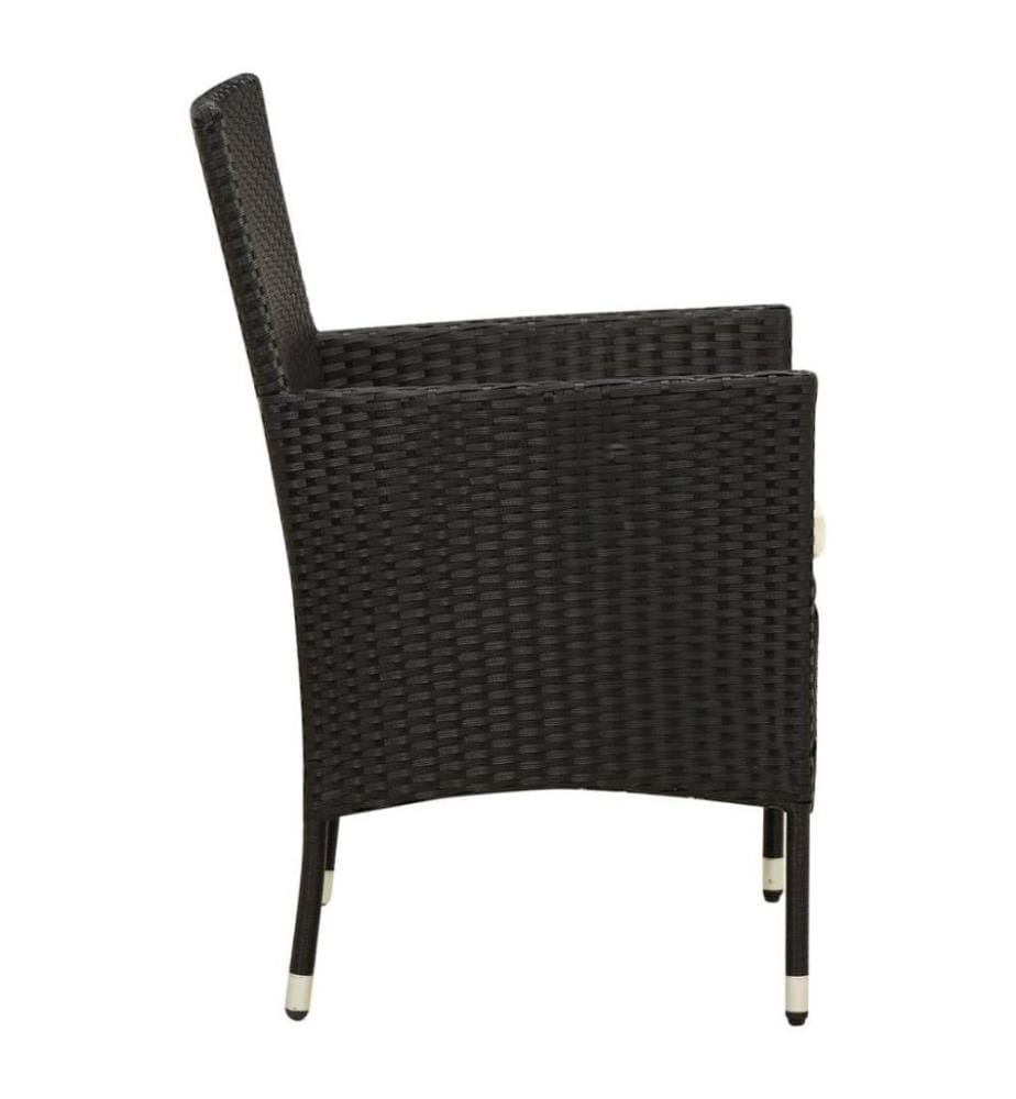 9-tlg. Garten-Essgruppe mit Kissen Poly Rattan Schwarz