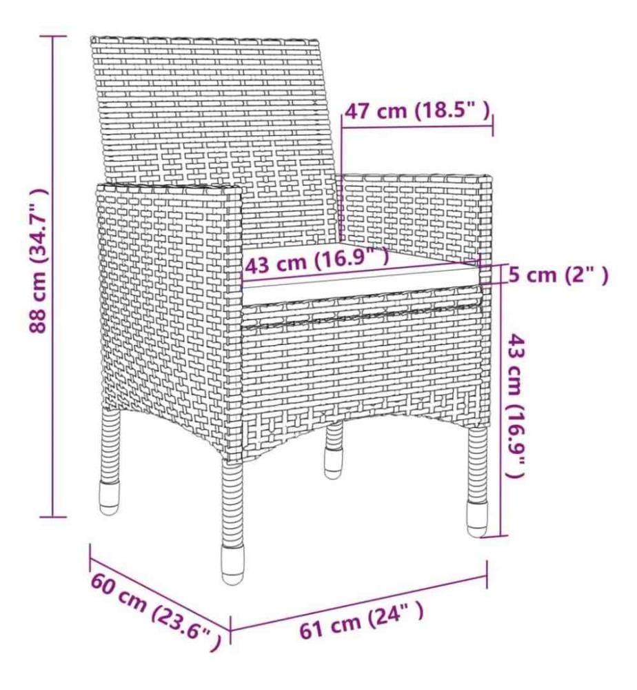 5-tlg. Garten-Essgruppe mit Kissen Poly Rattan Beige