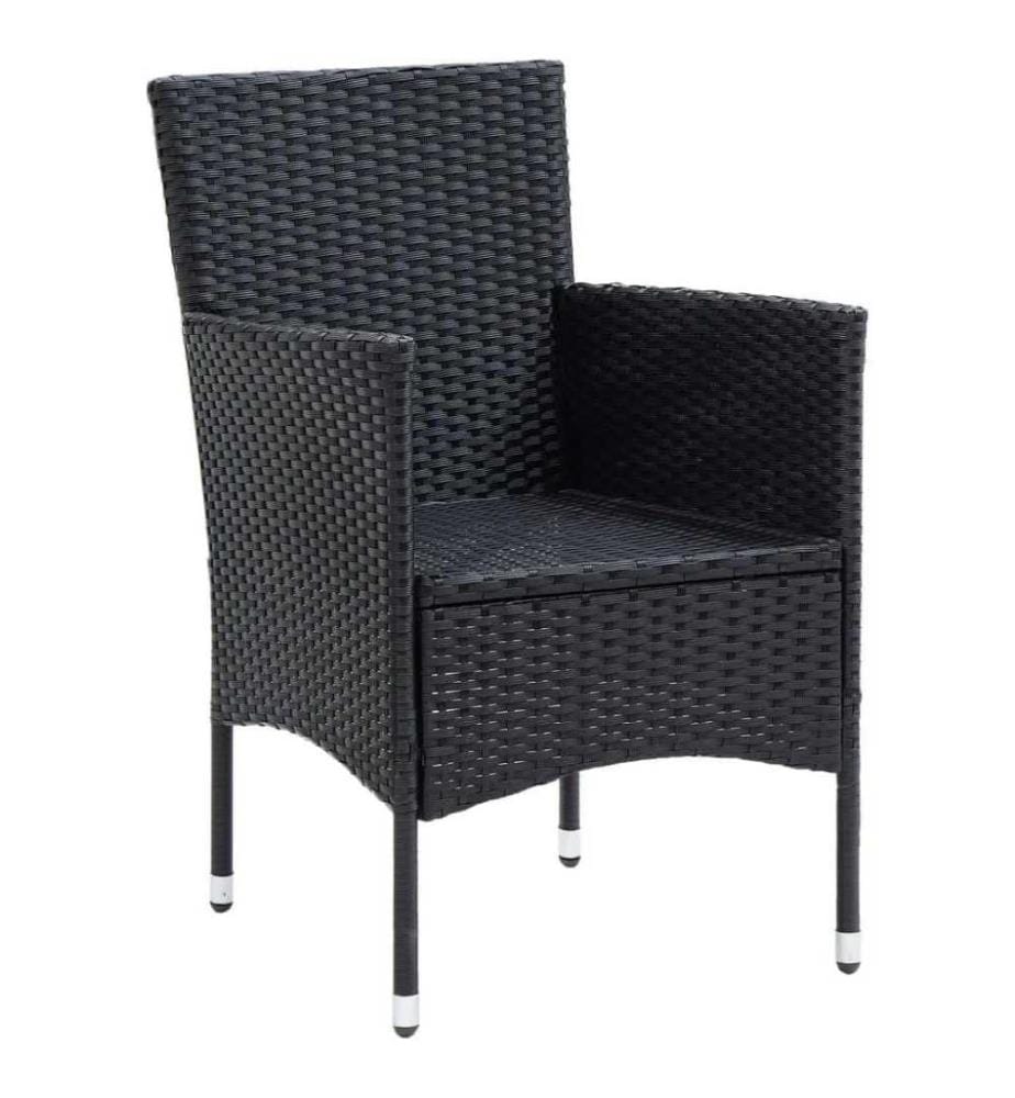5-tlg. Garten-Essgruppe mit Kissen Poly Rattan Schwarz