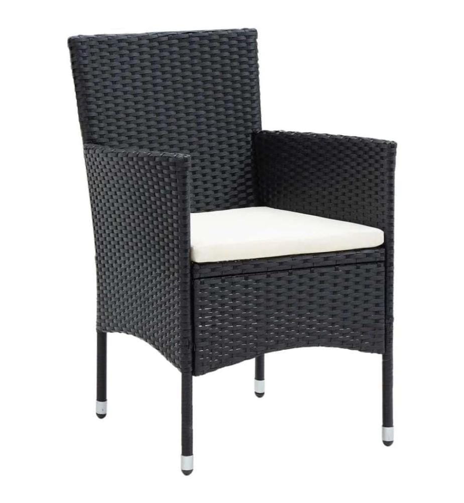 9-tlg. Garten-Essgruppe mit Kissen Poly Rattan Schwarz