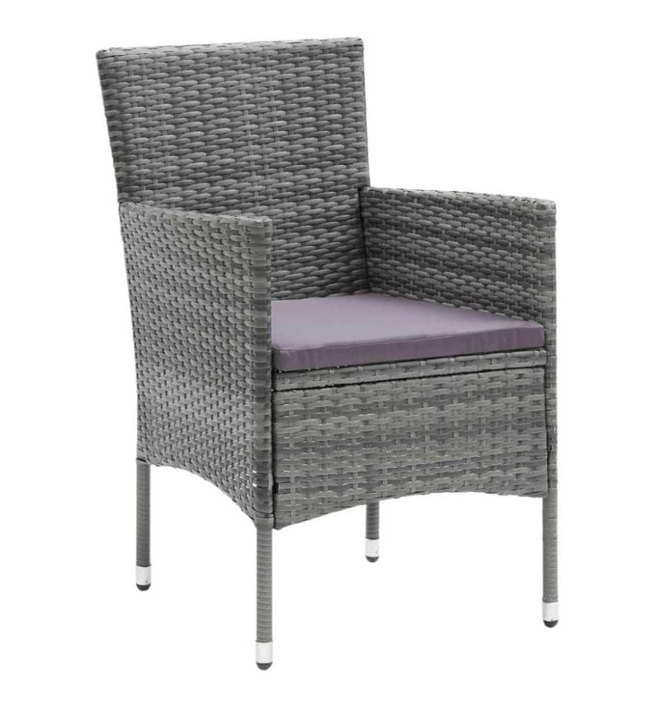 7-tlg. Garten-Essgruppe mit Kissen Poly Rattan Grau