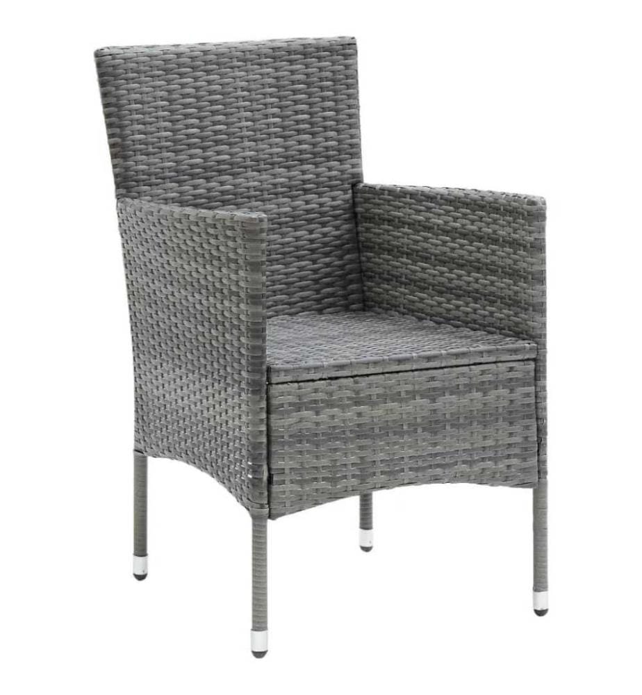 7-tlg. Garten-Essgruppe mit Kissen Poly Rattan Grau