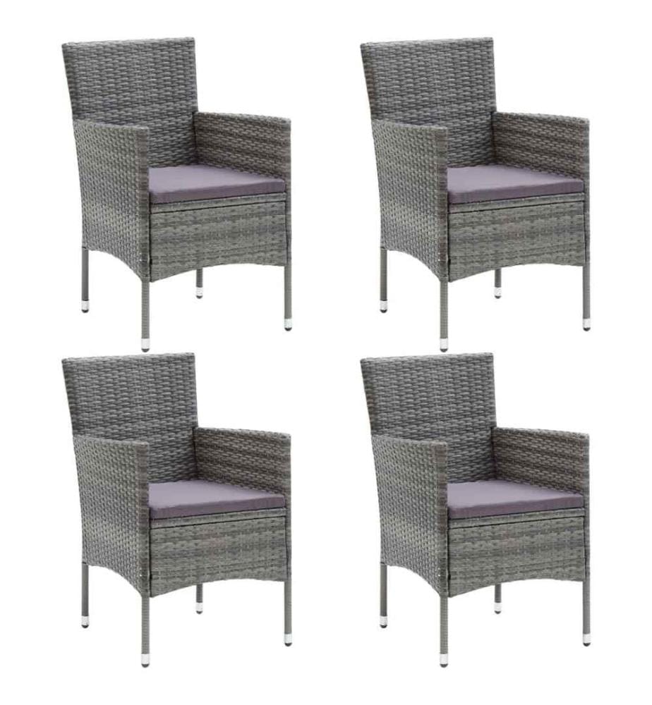 5-tlg. Garten-Essgruppe mit Kissen Poly Rattan Grau