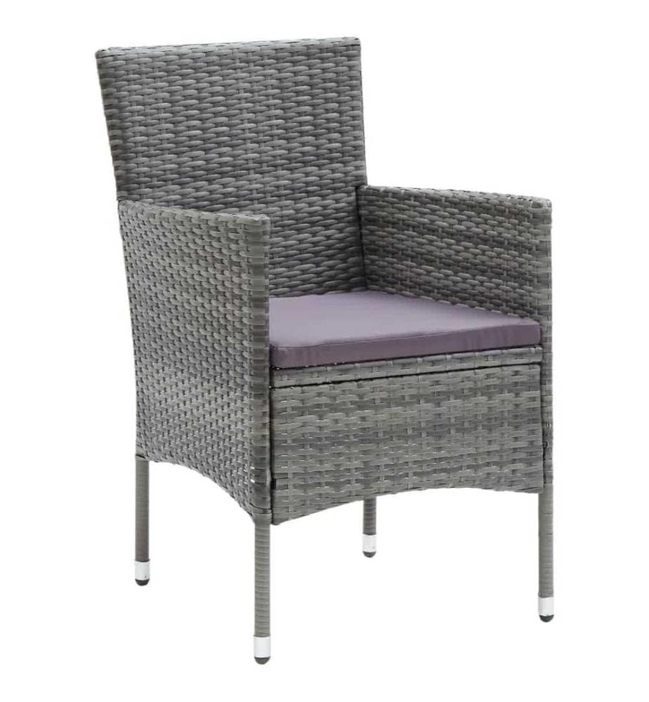 5-tlg. Garten-Essgruppe mit Kissen Poly Rattan Grau