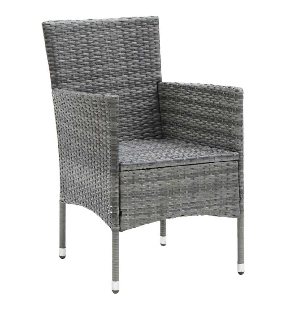 5-tlg. Garten-Essgruppe mit Kissen Poly Rattan Grau