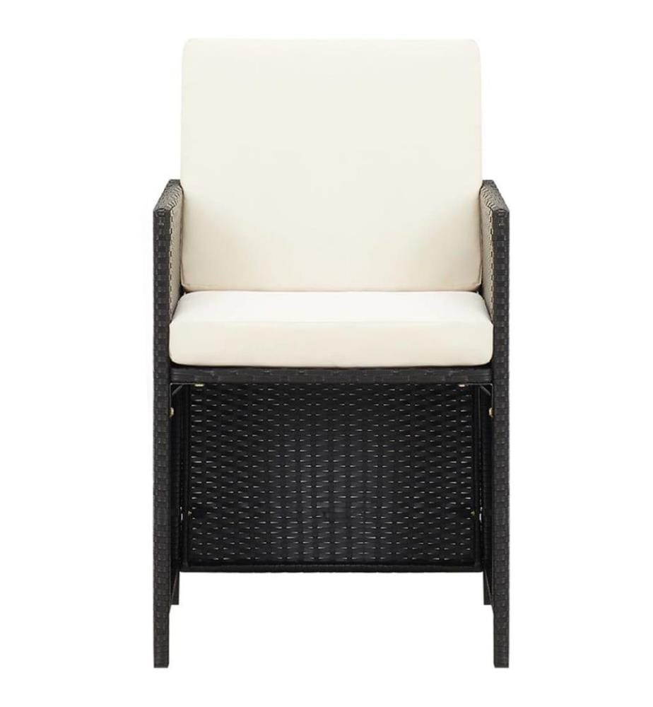5-tlg. Garten-Essgruppe mit Kissen Poly Rattan Schwarz