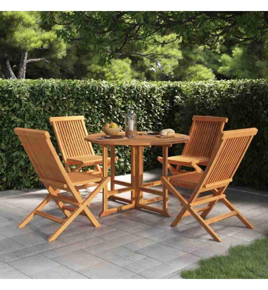 5-tlg. Garten-Essgruppe Klappbar Massivholz Teak