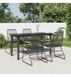 5-tlg. Garten-Essgruppe Schwarz PVC Rattan