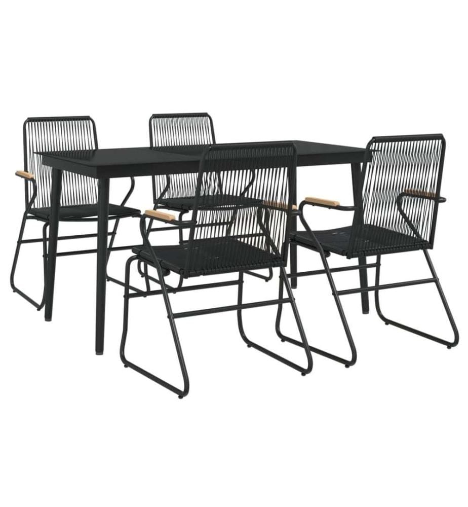 Mobilier à dîner de jardin 5 pcs Noir Rotin PVC